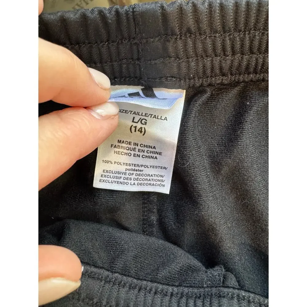 Kid's Adidas Joggers Track Pants‎ 3 Stripe Boy's Size L (14) Black